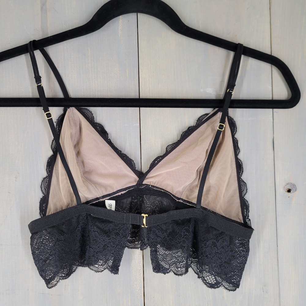 Madewell Bralette Women Small Black Lace Adjustable Straps Lined Longline - Picture 2 of 7